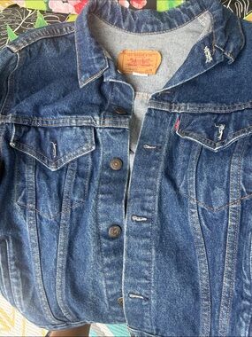 Levi's vintage Dark Blue Distressed Denim Trucker Jacket